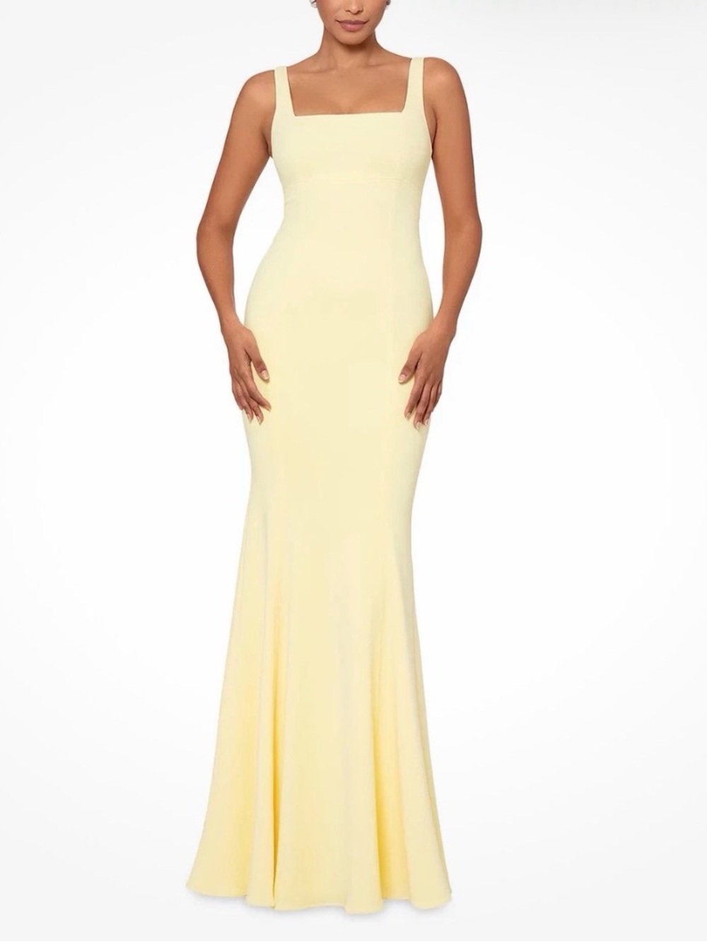 AQUA Formal Yellow Sleeveless Square Neck Dress